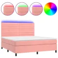 cadre de lit avec matelas LED Rose 160x200cm Velours