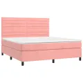 cadre de lit avec matelas LED Rose 160x200cm Velours