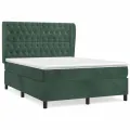 cadre de lit et matelas Vert foncé 140x200cm Velours