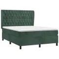 cadre de lit et matelas Vert foncé 140x200cm Velours