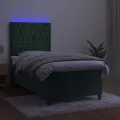 cadre de lit et matelas et LED Vert foncé 90x190 cm