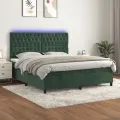 cadre de lit matelas et LED Vert foncé 180x200 cm