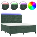 cadre de lit matelas et LED Vert foncé 180x200 cm