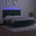 cadre de lit matelas et LED Vert foncé 180x200 cm