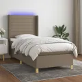 cadre de lit matelas et LED Taupe 80x200cm Tissu