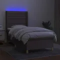 cadre de lit matelas et LED Taupe 80x200cm Tissu