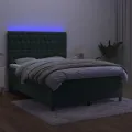 cadre de lit matelas et LED Vert foncé 140x200 cm