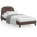 Lit avec matelas marron 90x200 cm similicuir