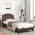 Lit avec matelas marron 90x200 cm similicuir