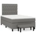 cadre de lit avec matelas gris foncé 120x190cm tissu
