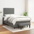 cadre de lit avec matelas gris foncé 120x190cm tissu
