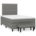 cadre de lit avec matelas gris foncé 120x190cm tissu