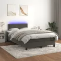 cadre de lit avec matelas LED gris foncé 120x190 cm