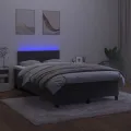 cadre de lit et matelas LED noir 120x190 cm velours
