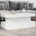 Table basse avec lumières LED blanc 90x50x40 cm