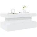 Table basse avec lumières LED blanc 90x50x40 cm