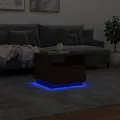 Table basse avec lumières LED chêne marron 50x49x40 cm
