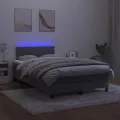 cadre de lit avec matelas LED gris foncé 120x190 cm