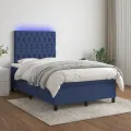cadre de lit matelas et LED bleu 120x190 cm tissu