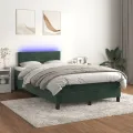 cadre de lit avec matelas LED vert foncé 120x190 cm