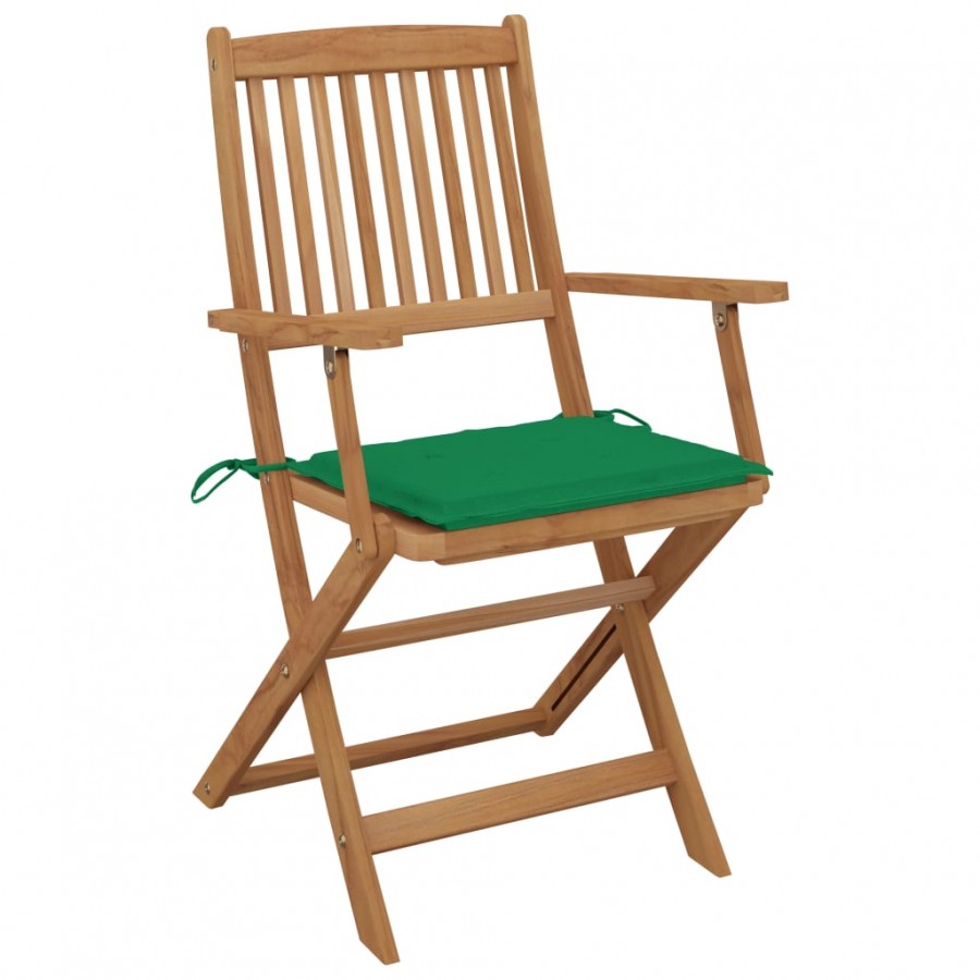 Chaises pliables de jardin 2 pcs avec coussins Bois d'acacia