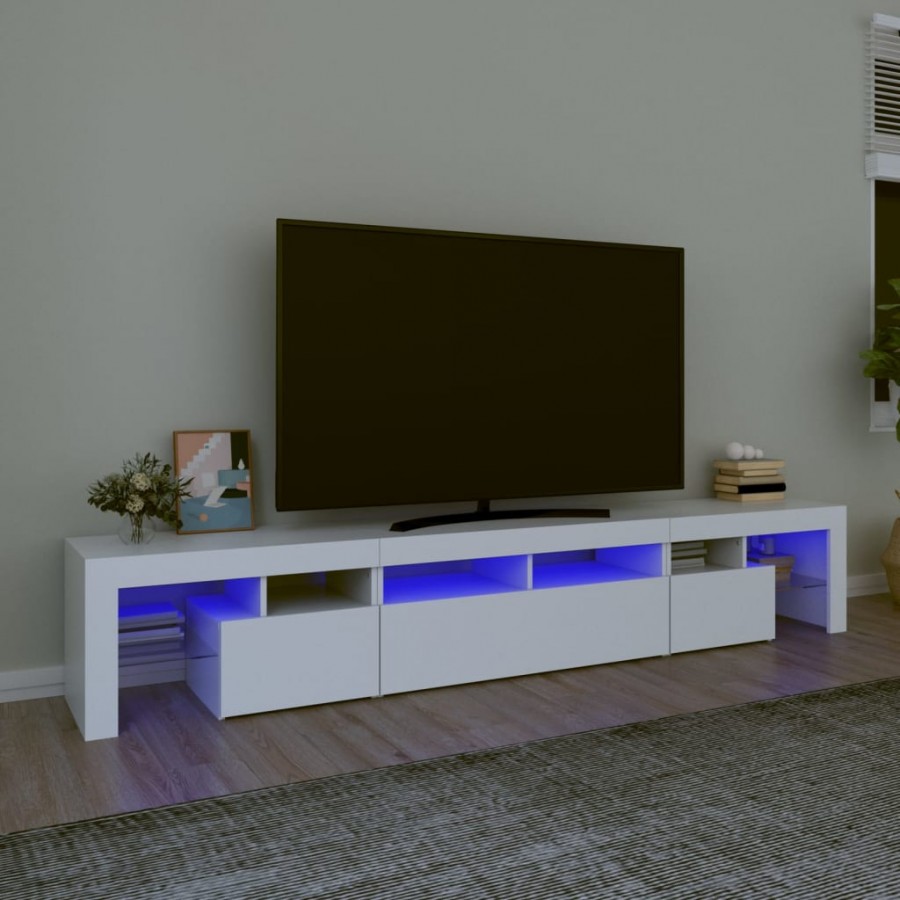 Meuble TV avec lumières LED Blanc 230x36,5x40 cm