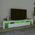 Meuble TV avec lumières LED Blanc 230x36,5x40 cm