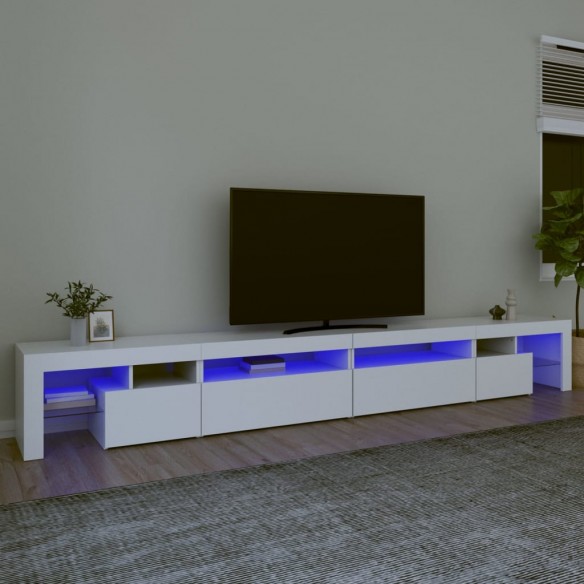 Meuble TV avec lumières LED Blanc 290x36,5x40 cm