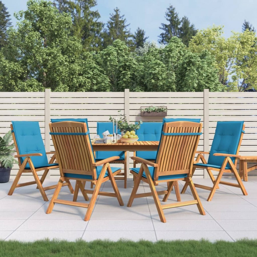 Chaises de jardin inclinables et coussins lot de 6 bois teck