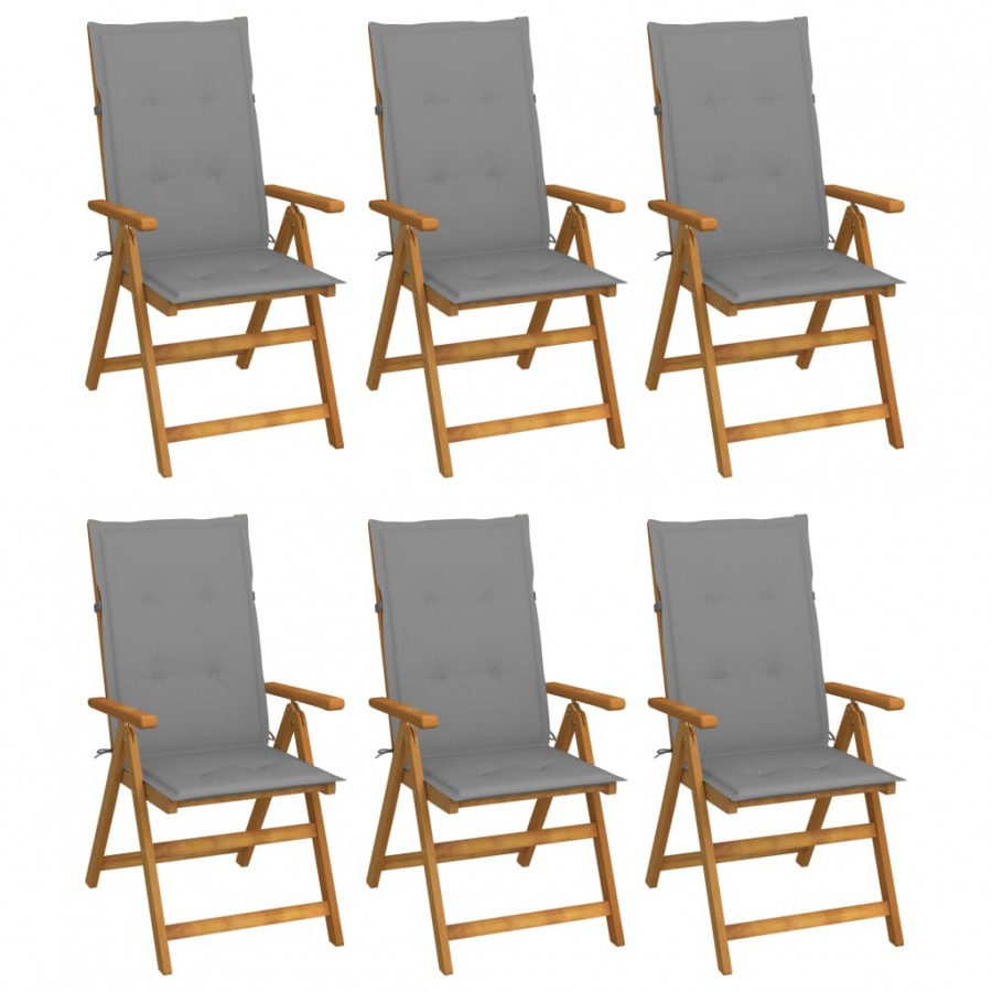 Chaises pliables de jardin 6 pcs avec coussins Bois d'acacia