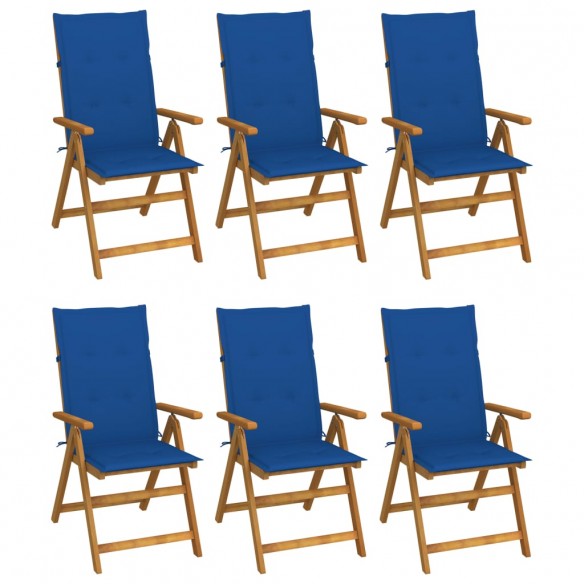 Chaises pliables de jardin 6 pcs avec coussins Bois d'acacia