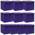 Boîtes de rangement et couvercles 10pcs Violet 32x32x32cm Tissu