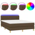 cadre de lit matelas et LED Marron foncé 140x200 cm