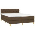 cadre de lit matelas et LED Marron foncé 140x200 cm