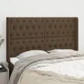 Tête de lit avec oreilles Marron foncé 147x16x118/128 cm Tissu