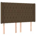 Tête de lit avec oreilles Marron foncé 147x16x118/128 cm Tissu