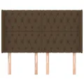 Tête de lit avec oreilles Marron foncé 147x16x118/128 cm Tissu