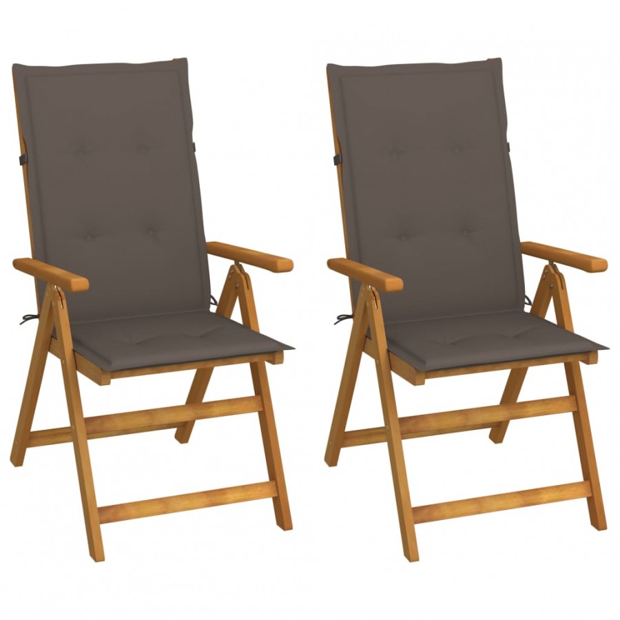 Chaises inclinables de jardin 2 pcs avec coussins Bois d'acacia