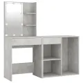 Coiffeuse à LED avec armoire Gris béton Bois d'ingénierie