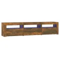 Meuble TV avec lumières LED Chêne fumé 180x35x40 cm