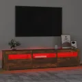 Meuble TV avec lumières LED Chêne fumé 180x35x40 cm