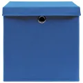 Boîtes de rangement avec couvercle 10 pcs Bleu 32x32x32cm Tissu