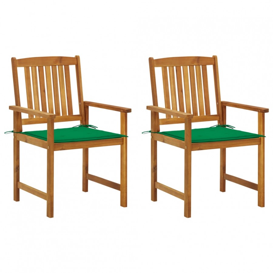 Chaises de jardin avec coussins 2 pcs Bois d'acacia massif