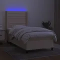 cadre de lit matelas et LED Crème 100x200 cm Tissu
