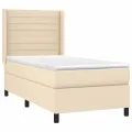 cadre de lit matelas et LED Crème 100x200 cm Tissu