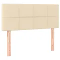 cadre de lit avec matelas LED Crème 100x200 cm Tissu