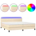 cadre de lit et matelas et LED Crème 200x200cm Tissu