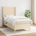 cadre de lit avec matelas Crème 100x200 cm Tissu