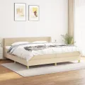 cadre de lit avec matelas Crème 200x200 cm Tissu