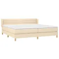 cadre de lit avec matelas Crème 200x200 cm Tissu